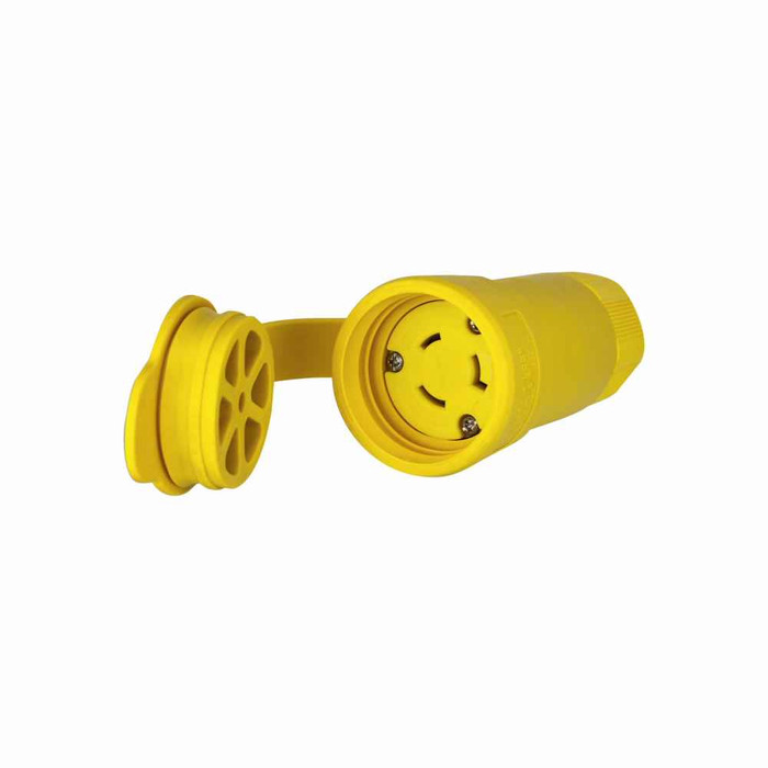 Eaton L720CW Arrow Hart watertight locking connector, #18-10 AWG, 20A, Industrial, 277V, Back wiring, Yellow, Steel, Watertight, L7-20, Two-pole, Three-wire, Santoprene thermoplastic elastomeric, 0.36 to 0.84 in, IP67