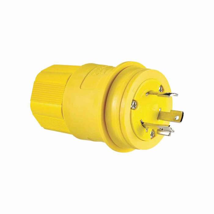 Eaton L830PW Arrow Hart watertight locking plug, #18-10 AWG, 30A, Industrial, 480V, Back wiring, Yellow, Steel, Watertight, L8-30, Two-pole, Three-wire, Santoprene, 0.43 to 1.15 in, IP67