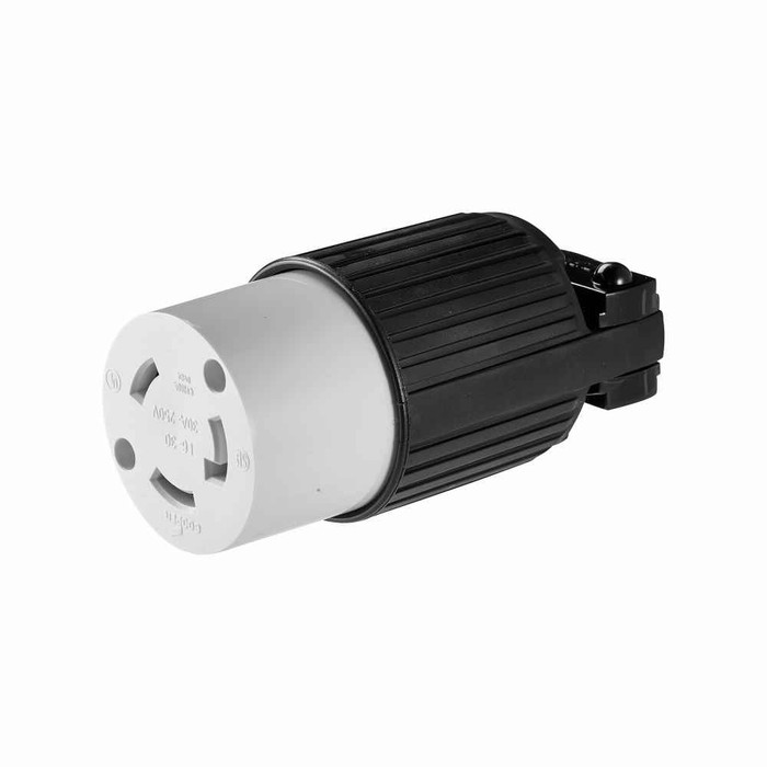 Eaton L630C Arrow Hart ultra grip locking connector, #18-10 AWG, 30A, Industrial, 250V, Back wiring, Black, white, Ultra grip, L6-30, Two-pole, Three-wire, Nylon