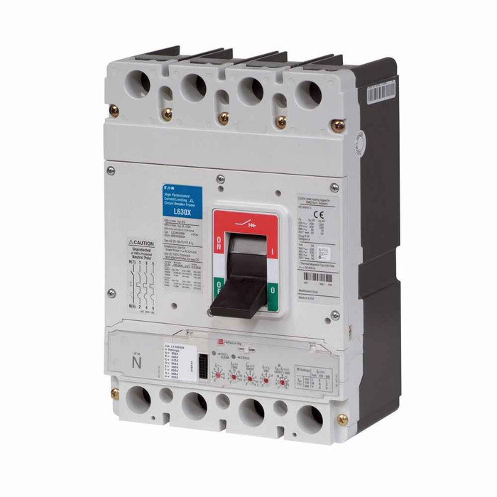 Eaton LGH463035G Series G molded case circuit breaker, LG-frame, LG, Digitrip 310 RMS, Electronic LSG trip, Four-pole, 630A, 600 Vac, 100 kAIC at 240 Vac, 70 kAIC at 415 Vac, 65 kAIC at 480 Vac, 35 kAIC at 600 Vac, Line/load, Metric