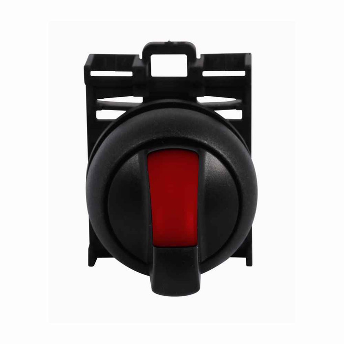 Eaton M22S-WLK3-R M22 modular pushbutton, M22 Modular Selector Switch Operator, 22.5 mm, Knob, Momentary, Illuminated, Bezel: Black, Button: Red, IP66, NEMA 4X, 13, Three-position, Light 100,000 hours, Button 100,000 Operations