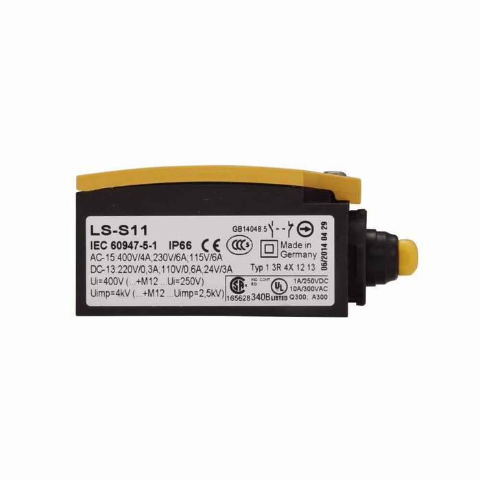 Eaton LS-S11 LS-titan miniature DIN Limit switch, Screw Terminals, 6A at 230 Vac, 3A at 24 Vdc, 99.97 cm/sec, 1NO-1NC with positive opening contact