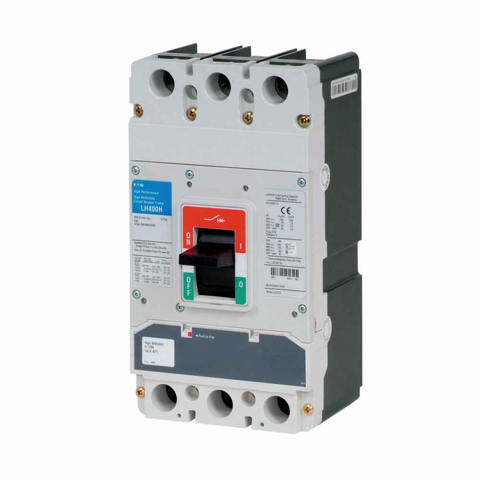 Eaton LHH3200FFG Series G molded case circuit breaker, LG-frame, LH, Fixed thermal, fixed magnetic trip, Three-pole, 200A, 600 Vac, 100 kAIC at 240 Vac, 70 kAIC at 415 Vac, 65 kAIC at 480 Vac, 35 kAIC at 600 Vac, Line and load, Metric