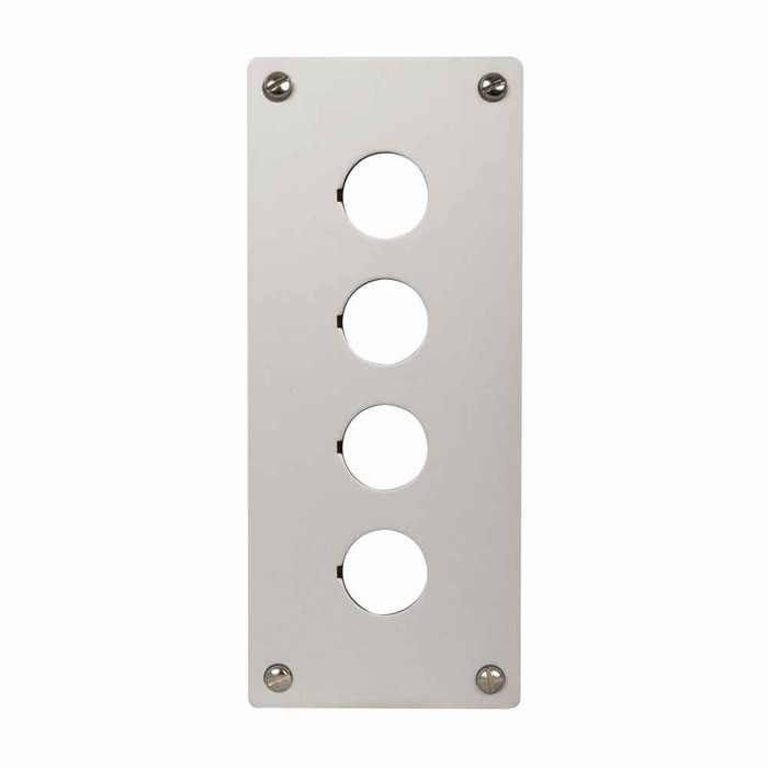 Eaton M22-E4 M22 pushbutton mounting plate, M22 Modular Pushbutton Aluminum Flush Mounting Plate, IP66, NEMA 4X, 13, 22.5 mm, Button: Gray anodized