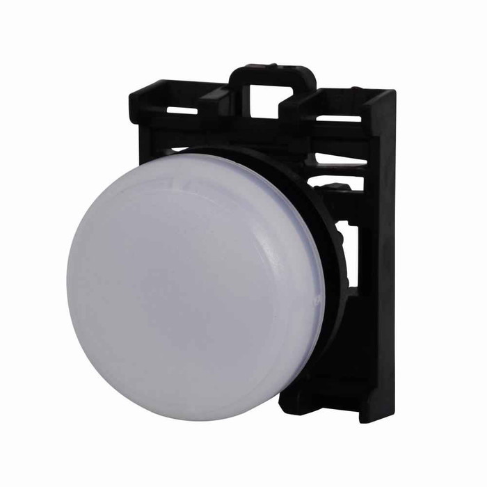 Eaton M22-L-W M22 modular pushbutton, Indicating Light Operator, Flush, IP66, NEMA 4X, 13, Rk resistance 47, Illuminated, White, 100, 000 Hours of operation
