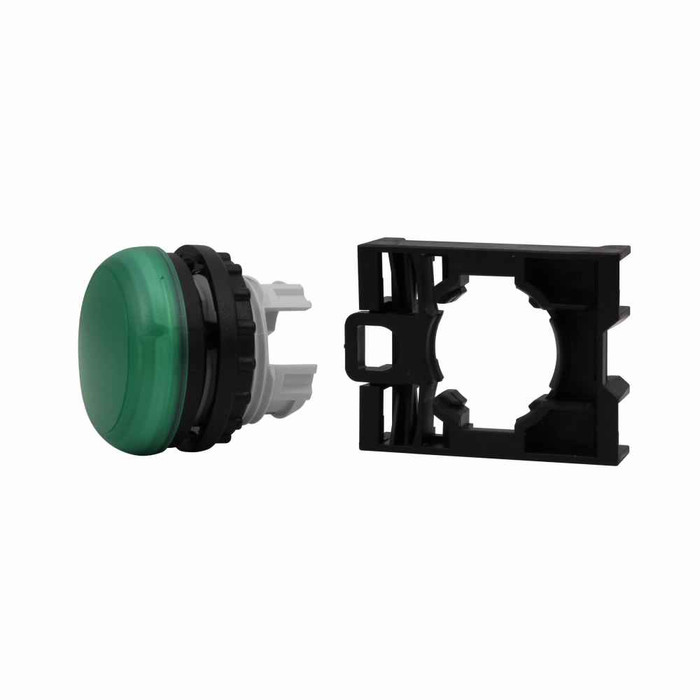Eaton M22-L-G M22 modular pushbutton, Indicating Light Operator, Flush, IP66, NEMA 4X, 13, Rk resistance 4.7, Illuminated, Green, 100, 000 Hours of operation