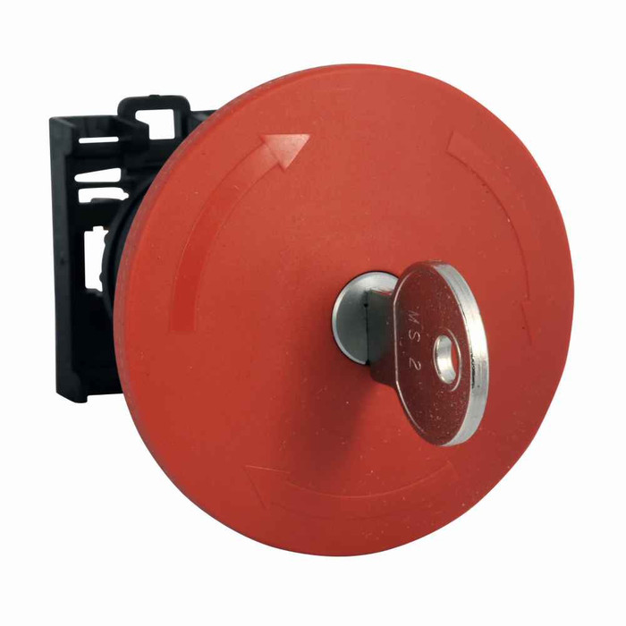 Eaton M22-PVS60P-MS7 M22 Modular Key Release Emergency Stop Operator, 22.5 mm, 60 mm Pushbutton, Key Release, Non-illuminated, Button: Red, MS7, IP66, NEMA 4X, 13, 100,000 Operations