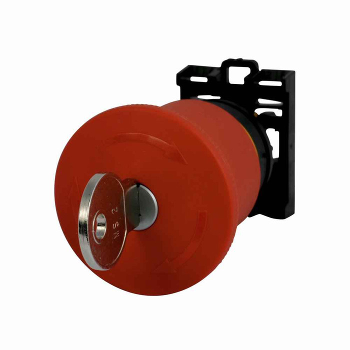 Eaton M22-PVS45P M22 Modular Key Release Emergency Stop Operator, 22.5 mm, 45 mm Pushbutton, Key Release, Non-illuminated, Button: Red, MS1, IP66, NEMA 4X, 13, 100,000 Operations Eaton M22-PVS45P M22 Modular Key Release Emergency Stop Operator, 22.5 mm, 45 mm Pushbutton, Key Release, Non-illuminated, Button: Red, MS1, IP66, NEMA 4X, 13, 100,000 Operations