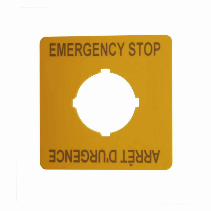 Eaton M22-XYK5 M22 pushbutton legend plate, M22 Modular Pushbutton Legend Plate, Complete, 22.5 mm, Inscription: EMERGENCY-STOP (top and bottom)/ GB99, IP66, NEMA 4X, 13