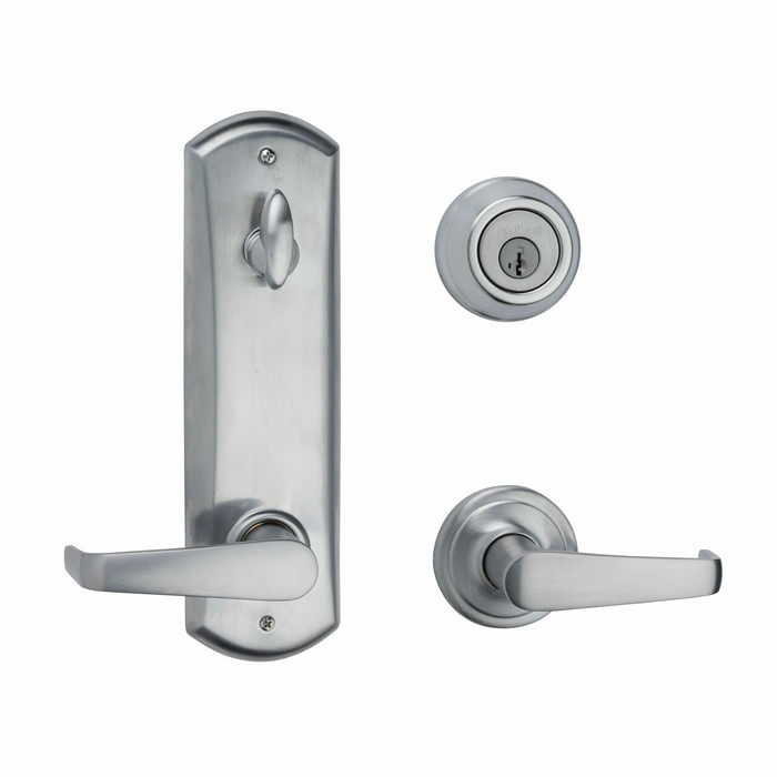 Kwikset 508KNL SMT KCDB Interconnect Key Control Deadbolt and Kingston Lever Set with Smartkey for Hallways, Passages