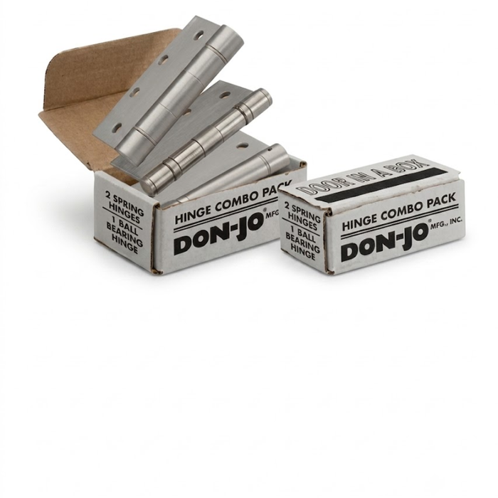 Don-Jo CP74545 Combo Pack Door Hinge Set — 2 Spring Hinges & 1 Ball Bearing Hinge, 4.5" x 4.5" Steel