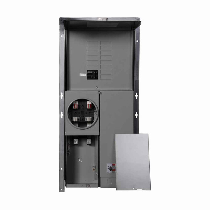 Eaton MBE1428B125BF Meter Breaker EUSERC Type BR , BR2125 main breaker, 100A, 120/240V, Ring, 14 spaces, 28 circuits, 10 kAIC, Flush mounting, Box size B, Aluminum bus, Underground feed, Four-jaws, 1 socket, #6-250 kcmil line, #14-2/0 AWG ground