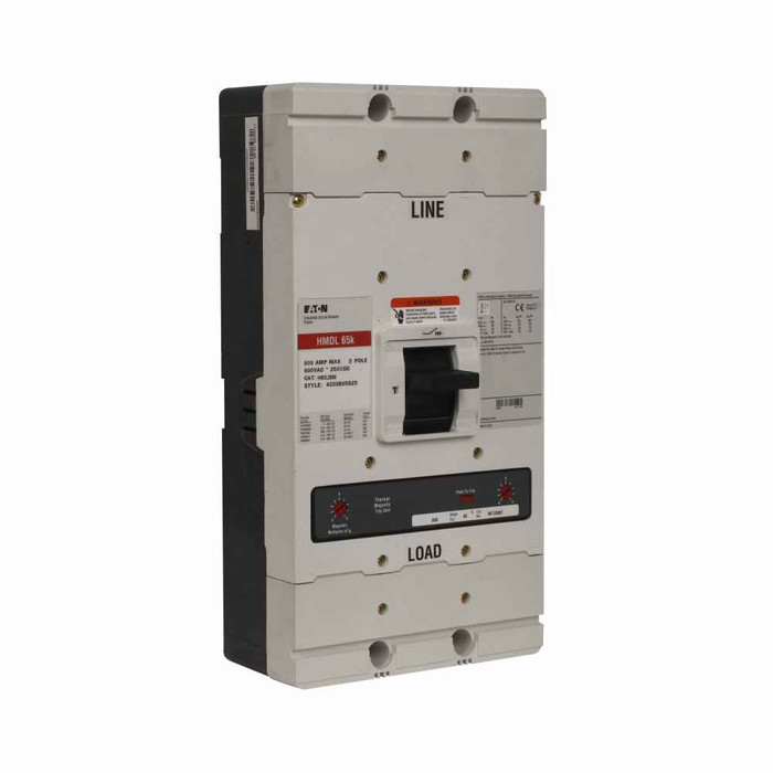 Eaton MDL2800WK Series C molded case switch, MDL-frame, MDL, Molded case switch, Fixed thermal, fixed magnetic trip type, Two-pole, 800A, 600 Vac, 250 Vdc, 65 kAIC at 240 Vac, 50 kAIC at 480 Vac, Without terminals, 50/60 Hz
