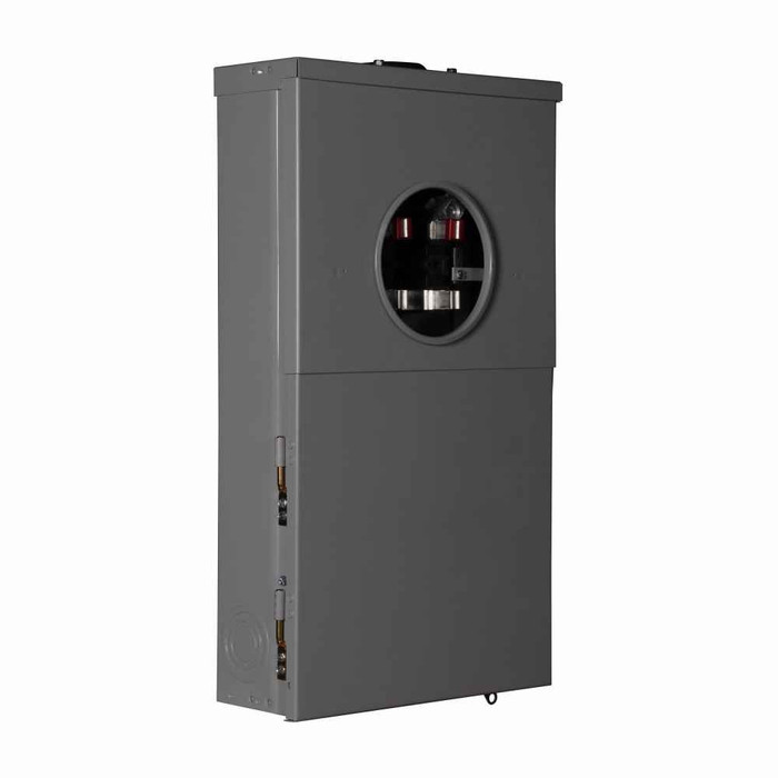 Eaton MBE1224B125TS Meter Breaker EUSERC Type BR , BR2125 main breaker, 125A, 120/240V, Ring, 12 spaces, 24 circuits, 10 kAIC, Surface mounting, Box size A, Aluminum bus, Overhead feed, Four-jaws, 1 socket, #14-1/0 AWG line, #14-1/0 AWG ground