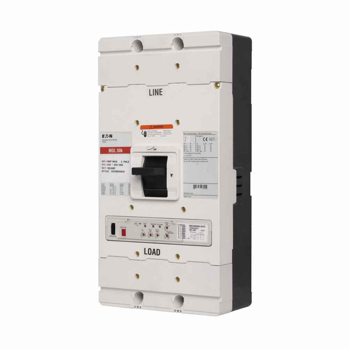 Eaton MDL3700A05S01 Series C complete molded case circuit breaker, MDL-frame, MDL, Fixed thermal, fixed magnetic trip, Three-pole, 700A, 600 Vac, 250 Vdc, 1A-1B same side w/ right pigtail, 12-24 Vac/dc same side w/ left pigtail, 50/60 Hz