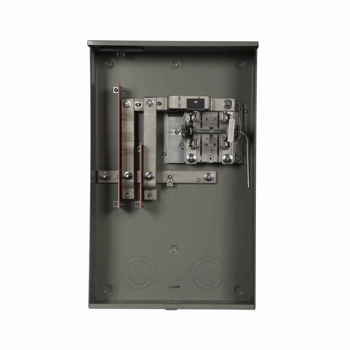 Eaton 1008191CH meter socket, Comm, 320A, Over/under, 5x5 inch hub open, 3/8 inch stud, 4-jaw, 1-ph, 3/8 inch stud, Anti-inver clip factory installed, Lever bypass, 3-wire, Ringless, 600 Vac