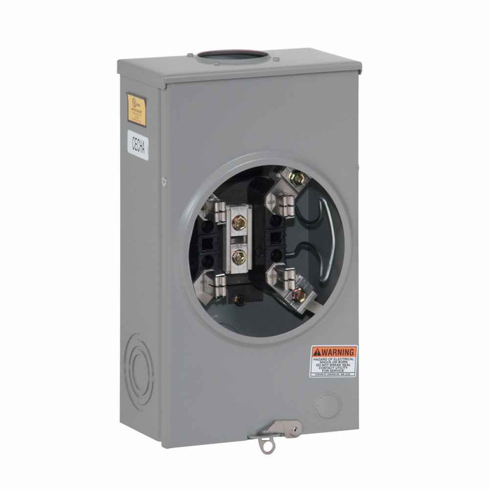 Eaton 1007665ACH meter socket, Comm, 200A, Over/under, 5x5 inch hub open, #6-350 kcmil, 7-jaw, 3-phase, #6-350 kcmil, Lever bypass, 4-wire, Ringless, 600 Vac
