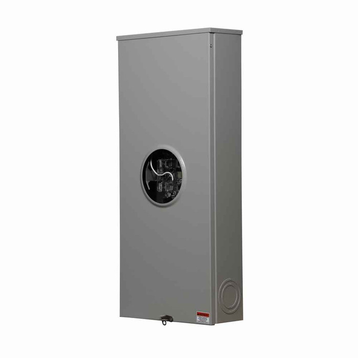 Eaton 1008798CH meter socket, Comm, 320A, Over/under, 5x5 inch hub open, 3/8 inch stud, 7-jaw, 3-ph, Anti-inver clip factory installed, Lever bypass, 4-wire, Ringless, 600 Vac