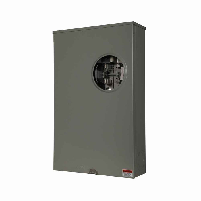 Eaton 1006344ACH meter socket, Resi type cover, 320A, Over/under, 5x5 inch hub open, #6-350 kcmil, 4-jaw, 1-ph, #6-350 kcmil, Anti-inver clip factory installed, Lever bypass, Gnd conn (#14-#2 Cu), Triplex, 3-wire, Ringless, 600 Vac