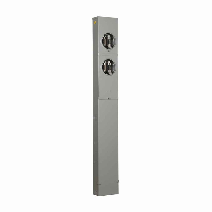 Eaton 1009264CH Metered Pedestal, (2) 200A sockets, Solid top, Underground feed, Four-jaws, #6-350 kcmil line, #6-350 kcmil load, #6-350 kcmil neutral, Horn bypass