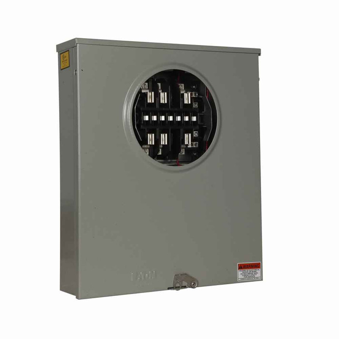 Eaton 1007003CCH meter socket, Instrument rated socket, 20A, Solid top and bottom, 13-jaw, Factory wired test switch, 600 Vac, 3-phase, four-wire