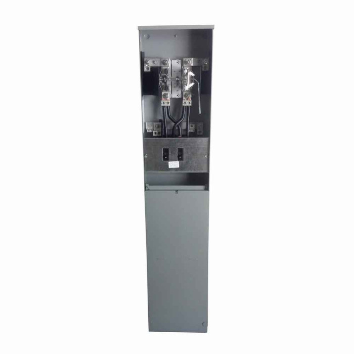 Eaton 1009017CH metered pedestal, With Main Breaker, Residential/commercial, (2) 200A main breaker, 320A, Single-phase, 240V, Ringless, 22 kAIC, Four-jaws, #6-350 kcmil line, #2/0-250 kcmil load