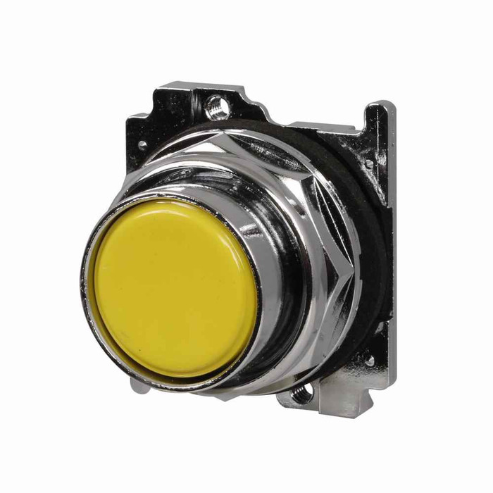 Eaton 10250T104 Eaton, 30.5 mm, Heavy-Duty Watertight/Oiltight Pushbutton,Class I Division 2,Yellow,Plastic Actuator,Chrome bezel,Non-illuminated,Flush mounting,Momentary,30.5 mm,Flush Pushbutton,10250T Series