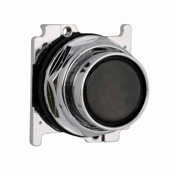 Eaton 10250T101E 10250T, 30.5 mm, Heavy-Duty, NEMA 3, 3R, 4, 4X, 12, 13, Non-illuminated, Momentary, Black actuator, Flush, Chrome bezel, Plastic actuator