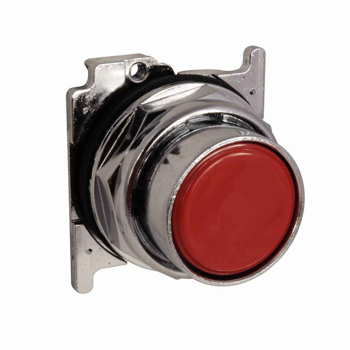 Eaton 10250T102-47 10250T pushbutton contact block, 10250T series, Heavy-Duty Pushbutton Assembled, Red, Chrome, 1ECNO-1NC, Non-illuminated, Flush mount, Momentary, NEMA 3, 3R, 4, 4X, 12, 13