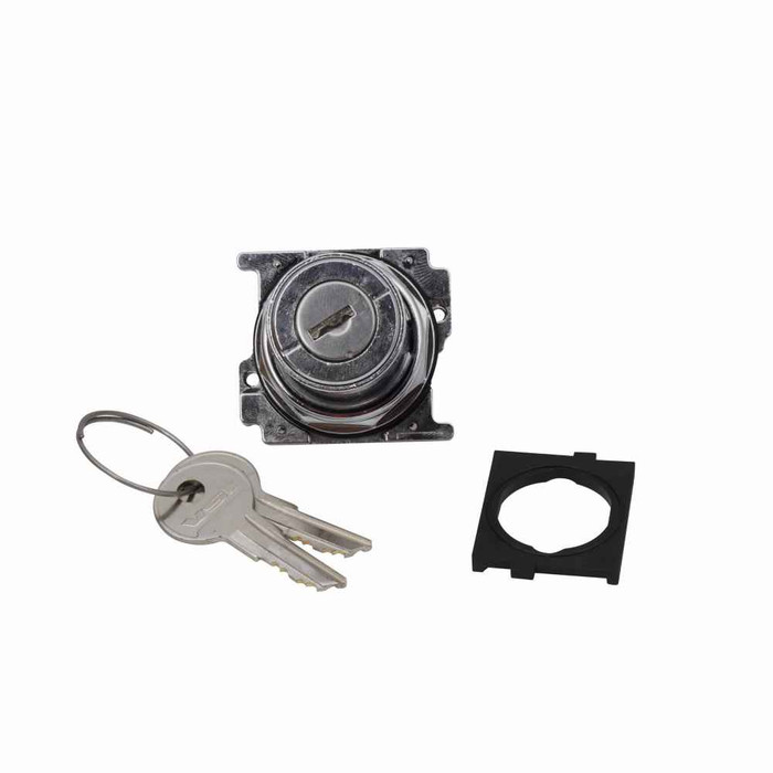 Eaton 10250T15112H639-1 10250T pushbutton, 10250T, Selector switch, 30.5 mm, Metal, Cam 1, 60° throw, NEMA 3, 3R, 4, 4X, 12, 13, Non-illuminated, Two-position, Maintained, Key, 1NO-1NC, Left only, H639, Chrome bezel