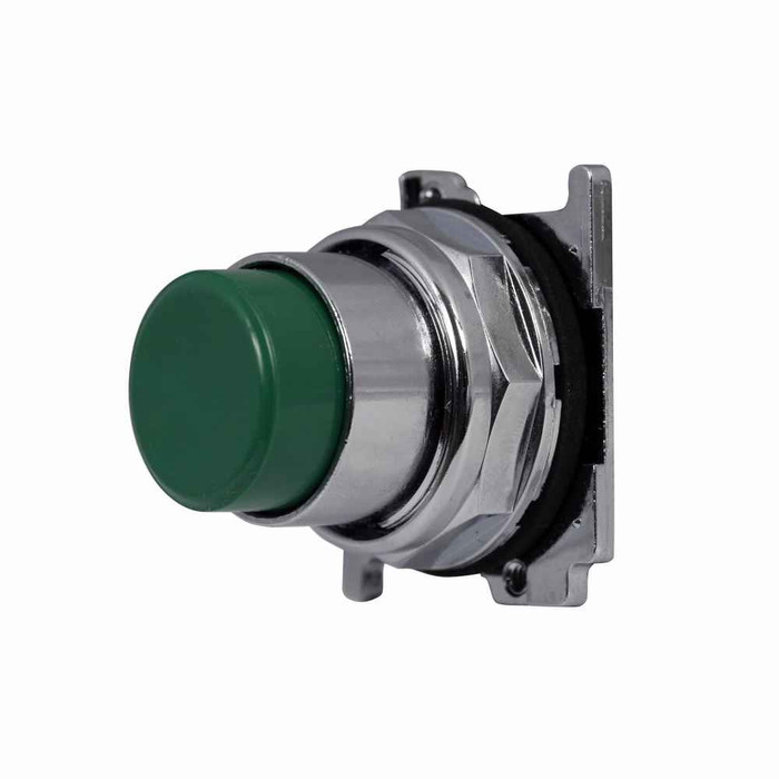 Eaton 10250T113 10250T pushbutton 10250T, 30.5 mm, Heavy-Duty, NEMA 3, 3R, 4, 4X, 12, 13, Non-illuminated, Momentary, Extended, Green actuator, Chrome bezel, Plastic actuator