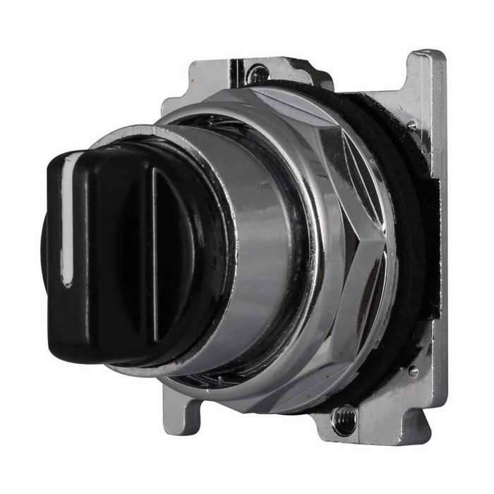 Eaton 10250T1332 10250T pushbutton, 10250T, Selector switch, 30.5 mm, Heavy duty, Cam 2, 60° throw, NEMA 3, 3R, 4, 4X, 12, 13, Non-illuminated, Three position, Knob, Black actuator