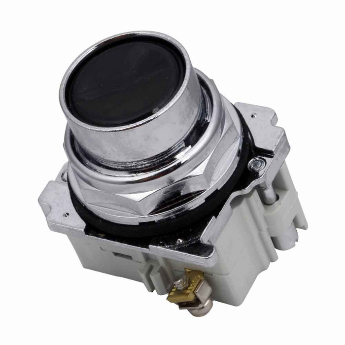 Eaton 10250T23B Eaton, 30.5 mm, Heavy-Duty Watertight/Oiltight Pushbutton,Class I Division 2,Black,Plastic Actuator,Chrome bezel,1NO,Black field,Non-illuminated,Flush mounting,Momentary,30.5 mm,Flush Pushbutton,10250T Series
