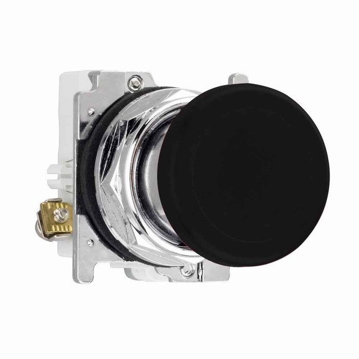 Eaton 10250T26B 10250T pushbutton, 10250T, 30.5 mm, Heavy-Duty, NEMA 3, 3R, 4, 4X, 12, 13, Non-illuminated, Momentary, Mushroom , Black actuator, 1NO, Chrome bezel, Plastic actuator