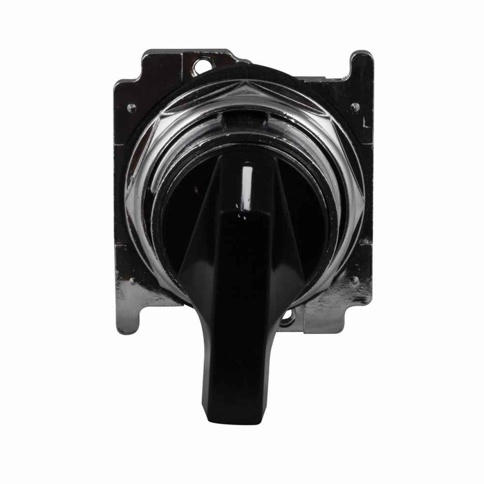 Eaton 10250T3042-Y3 10250T pushbutton, 10250T, 30.5 mm, Metal, 60° throw, NEMA 3, 3R, 4, 4X, 12, 13, Non-illuminated, Three-position, Lever, Black actuator, Chrome bezel