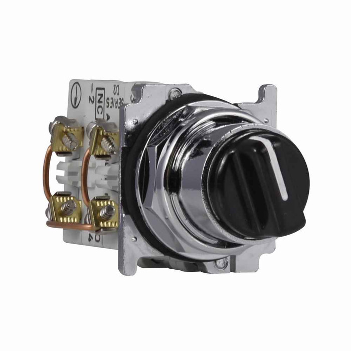 Eaton 10250T46KB 10250T pushbutton, 10250T, 30.5 mm, Heavy-Duty, 40° throw, NEMA 3, 3R, 4, 4X, 12, 13, Non-illuminated, Four-position, Knob, Black actuator, 2NO-2NC