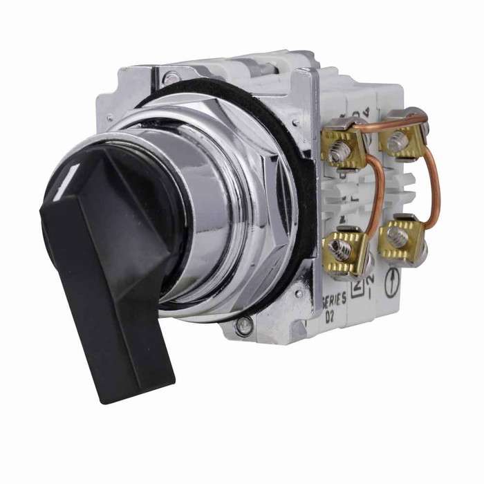 Eaton 10250T46LB 10250T pushbutton, 10250T, 30.5 mm, Heavy-Duty, 40° throw, NEMA 3, 3R, 4, 4X, 12, 13, Non-illuminated, Four-position, Lever, Black actuator, 2NO-2NC