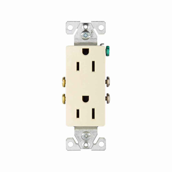 Eaton 1107A-BOX residential grade duplex receptacle, #14-10 AWG, 15A, Commercial|Residential, Flush, 125V, Side and push, Almond, Brass, Impact-resistant thermoplastic, 5-15R, Duplex, Screw, Thermoplastic, ED Box Eaton 1107A-BOX residential grade duplex receptacle, #14-10 AWG, 15A, Commercial|Residential, Flush, 125V, Side and push, Almond, Brass, Impact-resistant thermoplastic, 5-15R, Duplex, Screw, Thermoplastic, ED Box