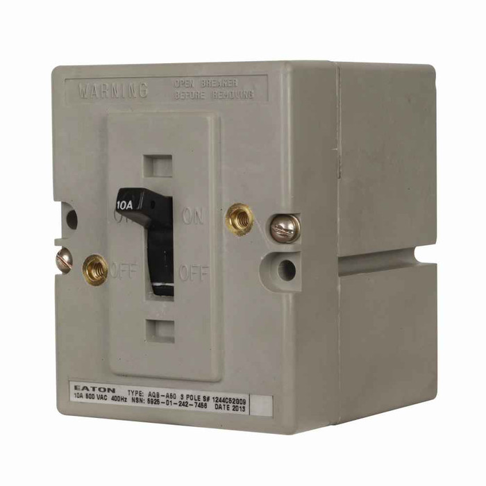 Eaton 1244C52G07 Navy and Marine complete molded case circuit breaker, AQB-A50, Complete breaker, Non-interchangeable thermal-magnetic trip type, 40A trip rating, Three-pole, 500 V, 5 kAIC, Naval, 60 Hz