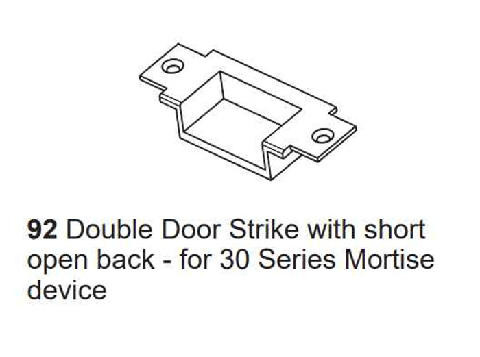 Detex Detex 92 Strike Kit Double Door with Tamper Resistant Fasteners, Short Open Back Strike DTX-92 STRIKE KIT
