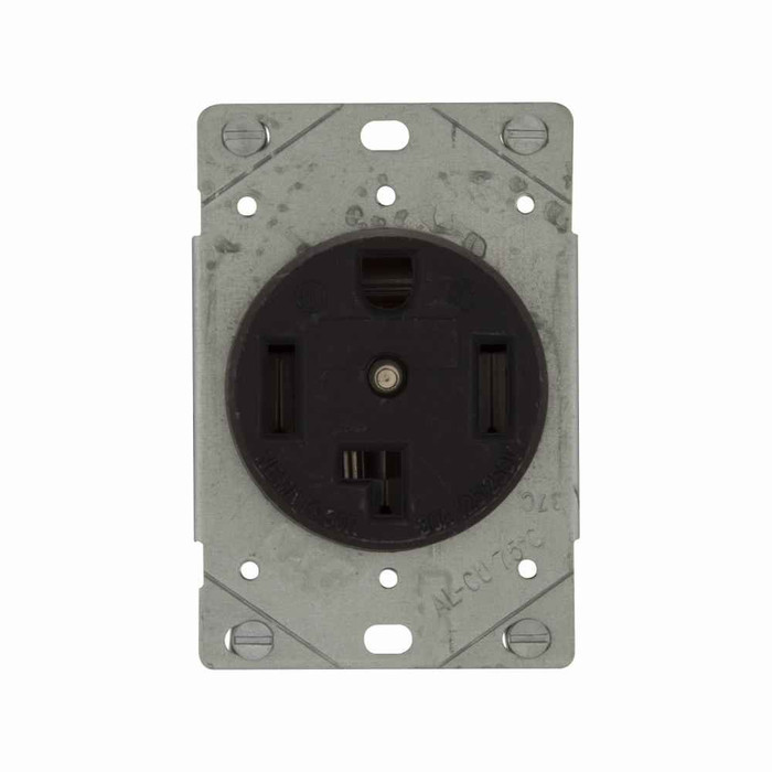 Eaton 1257-SP power device receptacle, Dryer, #12 - 4 AWG, 30A, Flush, 125/250V, Back, Black, NEMA 14-30R, Three-pole, Four-wire, Three-pole, four-wire, grounding, Screw, Glass-filled nylon, Power, Used with S21