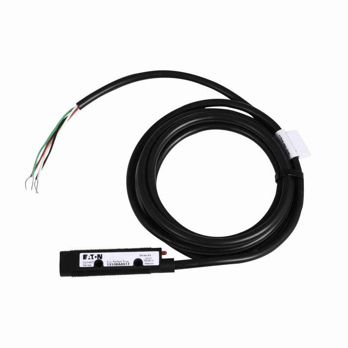 Eaton 13108A6517 Comet 18mm tubular photoelectric sensor, Perfect Prox Photoelectric Sensor, Back Ground Suppression, 6 in range, Forward Viewing, Output ON, 6.6 ft, 100 mA PNP, 250 mA NPN at 10-30 Vdc, PVC, NPN and PNP open collector, 10-30 Vdc