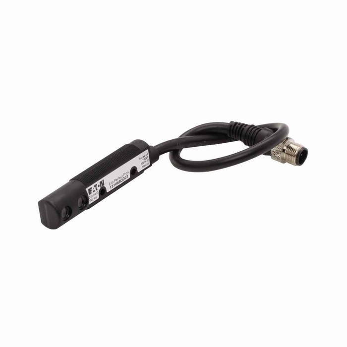 Eaton 13108RQD07 Comet 18mm tubular photoelectric sensor, Perfect Prox Photoelectric Sensor, Back Ground Suppression, 6 in range, Right Angle, Output ON, M12, 100 mA PNP, 250 mA NPN at 10-30 Vdc, 4 pin, NPN and PNP open collector, 10-30 Vdc