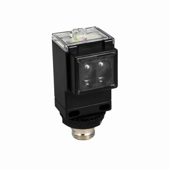 Eaton 1351E-6504 Enhanced 50 Series Photoelectric Sensor, Photoelectric, Right Angle, Sensor distance: 10 Ft., 3A max AC, SPDT Form C Relay, 3A at 240 Vac, 5 Pin Mini Connector, 12–240 Vdc 24–240 Vac input, Diffuse Reflective