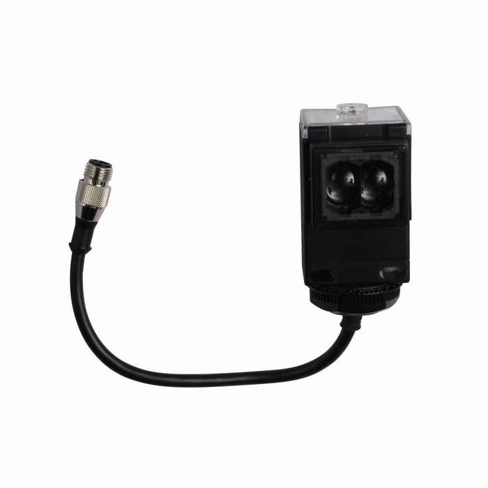 Eaton 1351E-6534 Enhanced 50 Series Photoelectric Sensor, Photoelectric, Sensor dist. 10 Ft., 3A max AC, SPDT Form C Relay, 3A at 240 Vac, 5 Pin Dual Key Micro Pigtail Connector, 12–240 Vdc 24–240 Vac input, Diffuse Reflective, 0.5 Ft. ( .15m )