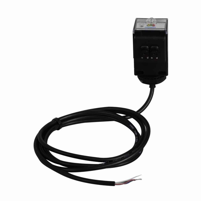 Eaton 1551E-6517 Photoelectric Sensor, Fiber Optic, Forward Viewing, Fiber optic, Output (green), power (yellow), alignment (red), 6.6 ft, 250 mA at 10-40 Vdc, PVC, NPN/PNP open collector outputs, 10-40 Vdc