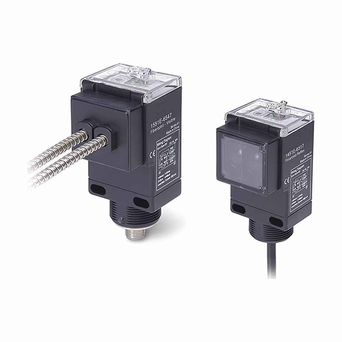 Eaton 1551E-8504 Enhanced 50 Series Photoelectric Sensor, Photoelectric, Sensor dist. Depends on the fiberoptic cables used, 3A max AC, SPDT Form C Relay, 3A at 240 Vac, 5 Pin Mini Connector, 12–240 Vdc 24–240 Vac input
