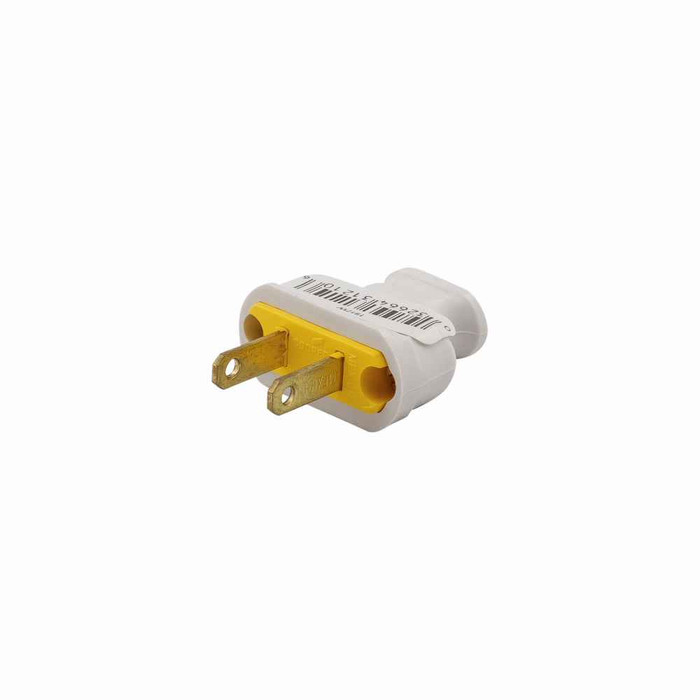 Eaton 1912W-BOX straight blade plug , #18-16 AWG, 15A, Residential, 125V, Back wire, White, Brass, Thermoplastic rubber, 1-15P, Two-pole, two-wire, non grounding, Screw, Thermoplastic, ED Box