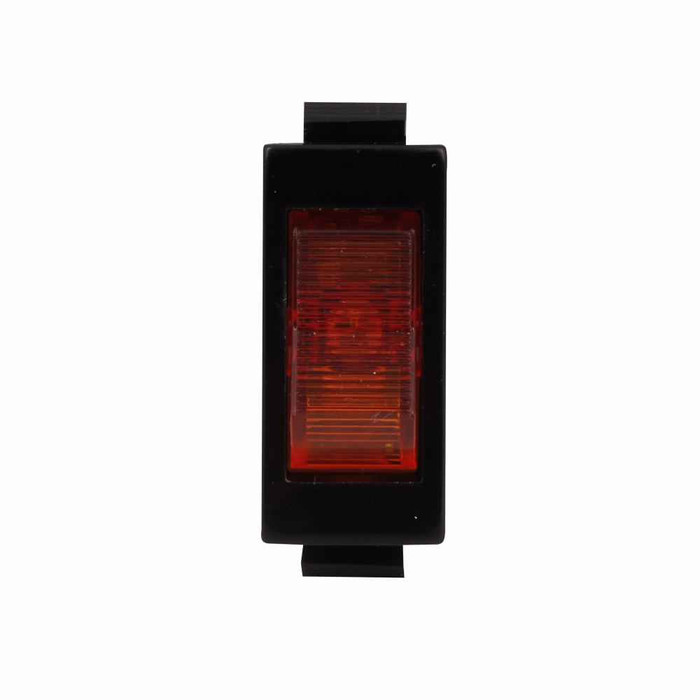 Eaton 1600A11E Midsize AC Rated Illuminated Rocker, Circuit code: 1, CP: ON-NONE-OFF, Illuminated, Single-pole, Single-throw, 16A at 125-250 Vac, 10A at 28 Vdc, 8A at 14VT, ENEC: 16(4)A at 250V, 0.250-inch spade term, Black frame, 125V lamp, Amber ro