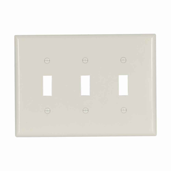 Eaton 2041LA Toggle wallplate, Lt. Almond, Toggle Cutout, Thermoset, Three- gang, Mid-size Eaton 2041LA Toggle wallplate, Lt. Almond, Toggle Cutout, Thermoset, Three- gang, Mid-size